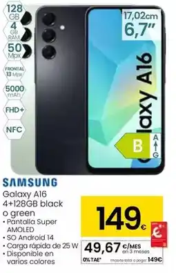 Eroski Samsung - galaxy a16 4+128gb black o green oferta
