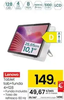 Eroski Lenovo - tablet tab+funda 4+128 oferta