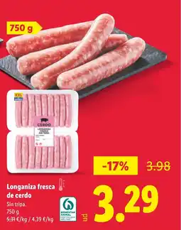 Lidl Longaniza fresca de cerdo oferta