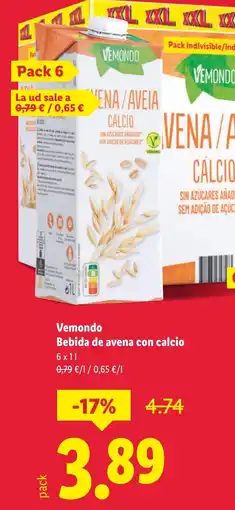 Lidl VEMONDO Bebida de avena con calcio oferta