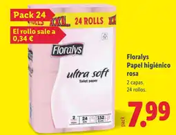 Lidl FLORALYS Papel higiénico rosa oferta