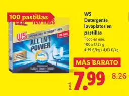 Lidl W5 Detergente lavaplatos en pastillas oferta