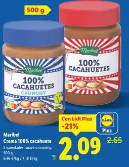 Lidl MARIBEL Crema 100% cacahuete oferta
