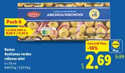 Lidl BARESA Aceitunas verdes rellenas mini oferta