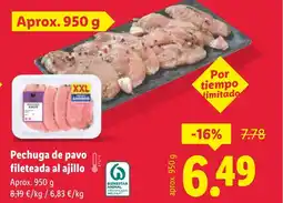 Lidl Pechuga de pavo fileteada al ajillo oferta