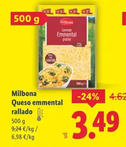 Lidl MILBONA Queso emmental rallado oferta