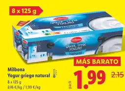Lidl MILBONA Yogur griego natural oferta