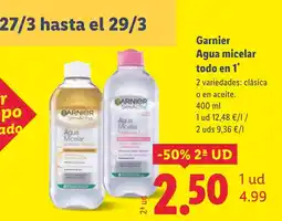 Lidl GARNIER Agua micelar todo en 1 oferta
