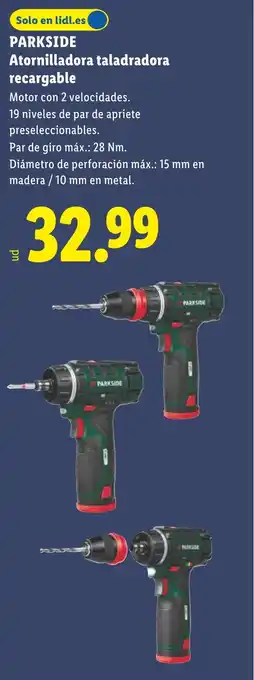 Lidl PARKSIDE Atornilladora taladradora recargable oferta