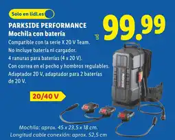 Lidl PARKSIDE PERFORMANCE Mochila con batería oferta