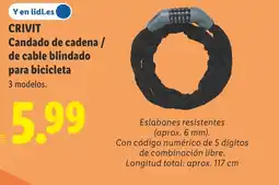 Lidl CRIVIT Candado de cadena / de cable blindado para bicicleta oferta