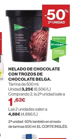 Hipercor Helado de chocolate con trozos de chocolate belga oferta
