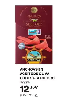 Hipercor Anchoas en aceite de oliva codesa serie oro oferta