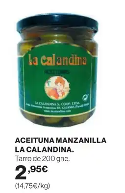 Hipercor LA CALANDINA Aceituna manzanilla oferta