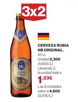 Hipercor HB ORIGINAL Cerveza rubia oferta