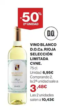 Hipercor Vino blanco d.o.ca. rioja selección limitada cvne oferta