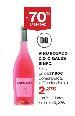 Hipercor SINFO Vino rosado d.o. cigales oferta