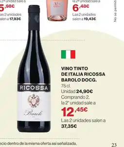 Hipercor Vino tinto de italia ricossa barolo docg oferta