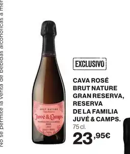 Hipercor JUVÉ & CAMPS Cava rosé brut nature gran reserva de la familia oferta