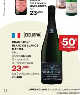 Hipercor MARTEL Champagne blanc de blancs oferta