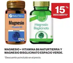 Hipercor Magnesio + vitamina b6 naturtierra y magnesio bisglicinato espacio verde oferta