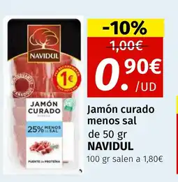 Maskom Supermercados NAVIDUL Jamón curado menos sal oferta
