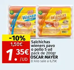 Maskom Supermercados OSCAR MAYER Salchichas wieners pavo o pollo oferta