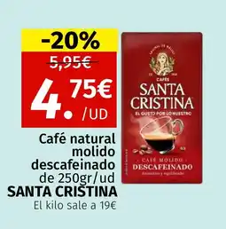 Maskom Supermercados SANTA CRISTINA Café natural molido descafeinado oferta