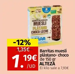 Maskom Supermercados ALTEZA Barritas muesli plástano-choco oferta