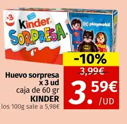 Maskom Supermercados KINDER Huevo sorpresa x 3 ud oferta