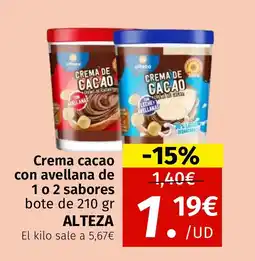 Maskom Supermercados ALTEZA Crema cacao con avellana de 1 o 2 sabores oferta