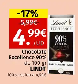 Maskom Supermercados LINDT Chocolate Excellence 90% oferta