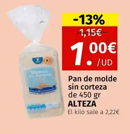 Maskom Supermercados ALTEZA Pan de molde sin corteza oferta