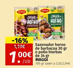 Maskom Supermercados MAGGI Sazonador horno de barbacoa o pollo hierbas oferta