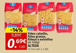 Maskom Supermercados ALTEZA Fideo cabellín, fideo grueso, fideua o entrefino oferta