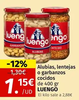 Maskom Supermercados LUENGO Alubias, lentejas o garbanzos cocidos oferta