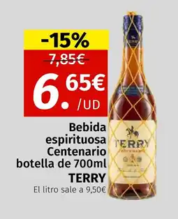 Maskom Supermercados TERRY Bebida espirituosa Centenario botella oferta