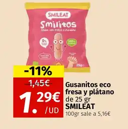 Maskom Supermercados SMILEAT Gusanitos eco fresa y plátano oferta