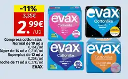 Maskom Supermercados EVAX Compresa cotton alas: Normal de 19 ud a oferta