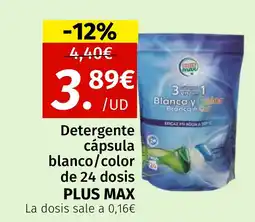 Maskom Supermercados PLUS MAX Detergente cápsula blanco/color de 24 dosis oferta