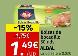 Maskom Supermercados ALBAL Bolsas de bocadillo 50 uds oferta