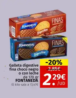 Maskom Supermercados FONTANEDA Galleta digestive fina choco negro o con leche oferta