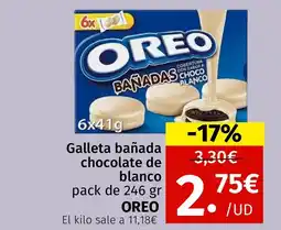 Maskom Supermercados OREO Galleta bañada chocolate de blanco oferta