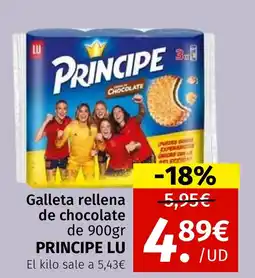 Maskom Supermercados PRINCIPE LU Galleta rellena de chocolate oferta