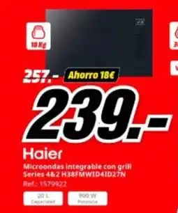 MediaMarkt HAIER Microondas integrable con grill Series 4&2 H38FMWID41D27N oferta