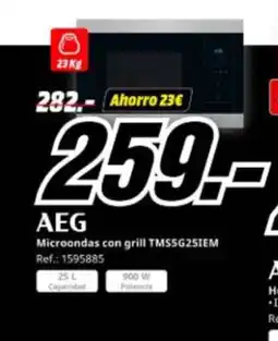 MediaMarkt AEG Microondas con grill TMSSG25IEM oferta