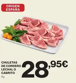 Hipercor Chuletas de cordero lechal o cabrito oferta