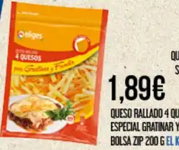 Claudio IFA ELIGES Queso rallado 4 quesos especial gratinar y bolsa zip oferta