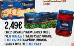 Claudio CIDACOS Guisantes primera pimientoasados o champinones laminados oferta