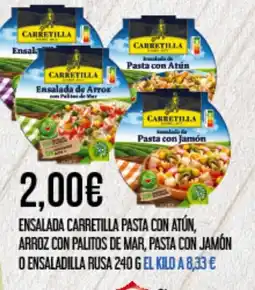 Claudio CARRETILLA Ensalada pasta con atún, arroz con palitos de mar, pasta con jamón o ensaladilla rusa oferta